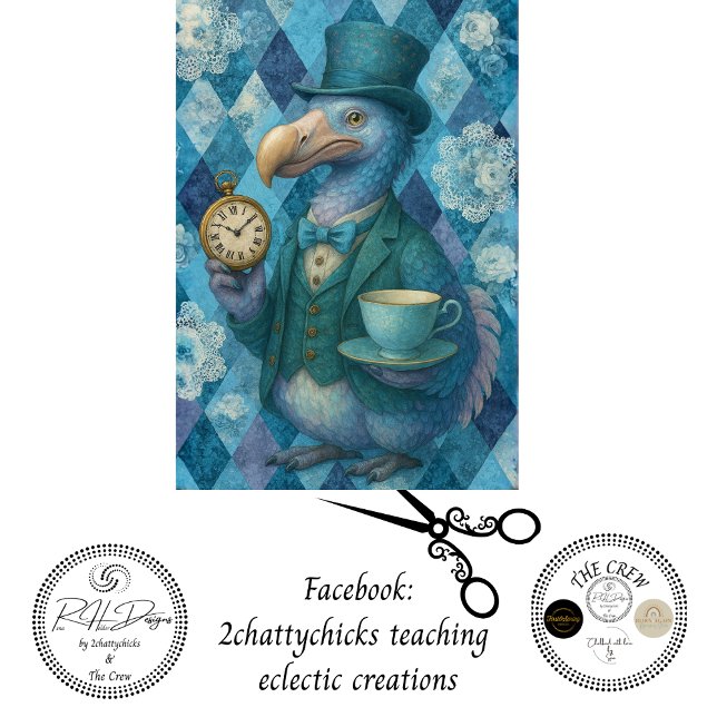 Decoupage Blue Dodo Timekeeper Tea Character Tissue Paper (Creator Uploaded)