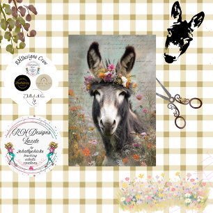 Decoupage Bold Donkey Floral Crown Farm  Tissue Paper