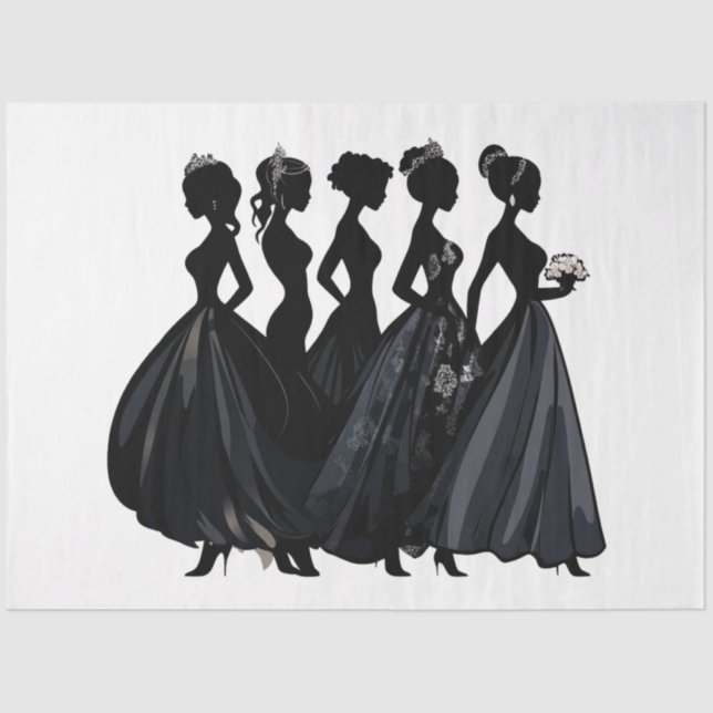 Decoupage Bridal Wedding Fashion Black & Grey Tissue Paper (Front)