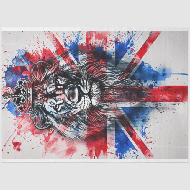 Decoupage British Lion Head Flag Tissue Paper (Front)