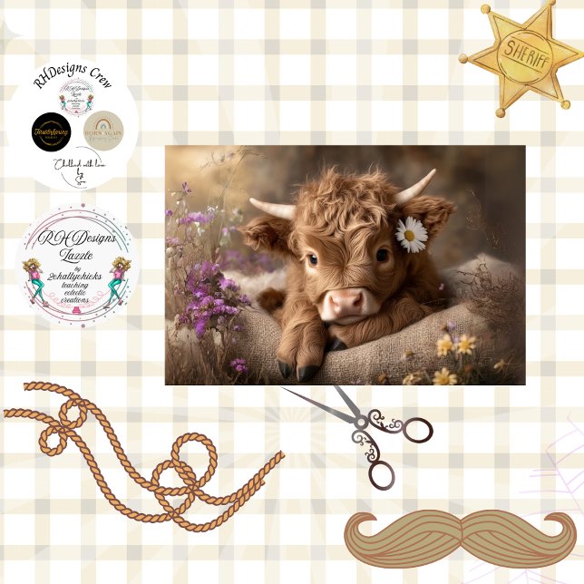 Decoupage Brown Baby Highland Wildflowers Tissue Paper (Creator Uploaded)