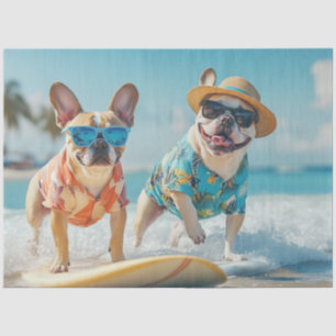 Decoupage Bull Dogs Surfing Hot Summer Days  Tissue Paper