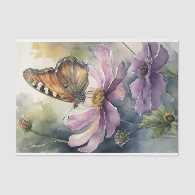 Decoupage Butterfly on Cosmos Tissue Paper (Front)