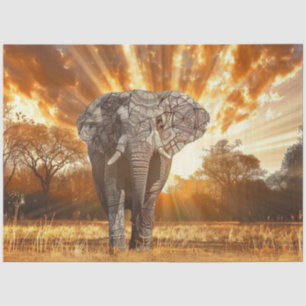 Decoupage Captivating Elephant Sunset  Tissue Paper