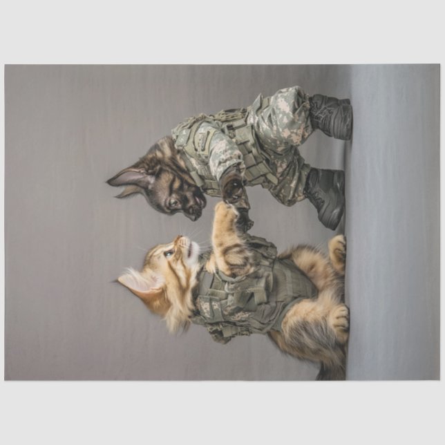 Decoupage Cat Dog Uniform Holding Paws Tissue Paper (Front)