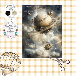 Decoupage Celestial Background Saturn Balloon Tissue Paper
