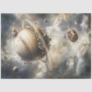 Decoupage Celestial Background Saturn Balloon  Tissue Paper