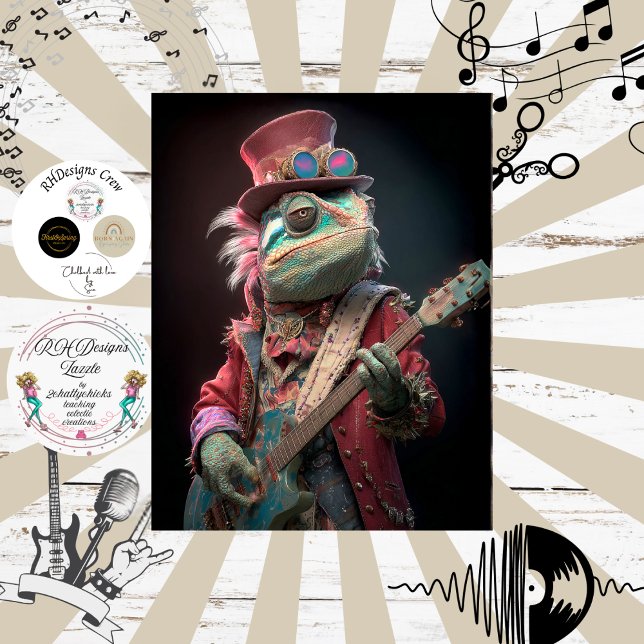 Decoupage Chameleon Rock Fur Feather Funk Band Tissue Paper (Creator Uploaded)