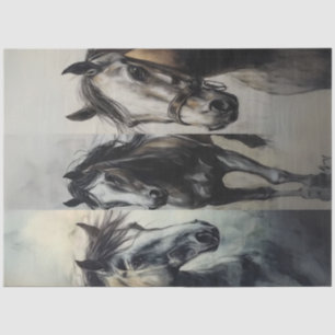 Decoupage Charcoal Horse Collage Rustic Art  Tissue Paper
