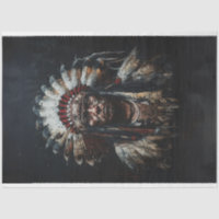 Decoupage Chief White Feather American Indian