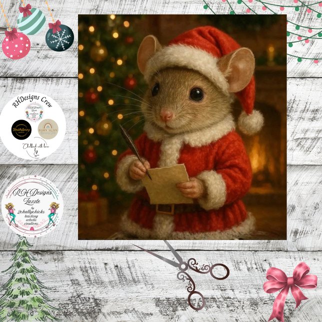 Decoupage Christmas Mouse Santa Suit Tissue Paper (Creator Uploaded)