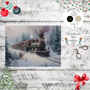 Decoupage Christmas Nostalgic Steam Engine Train  Tissue Paper