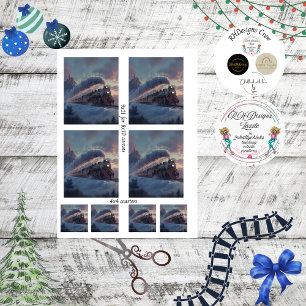 Decoupage Christmas Train Winter Scene Ireland  Tissue Paper