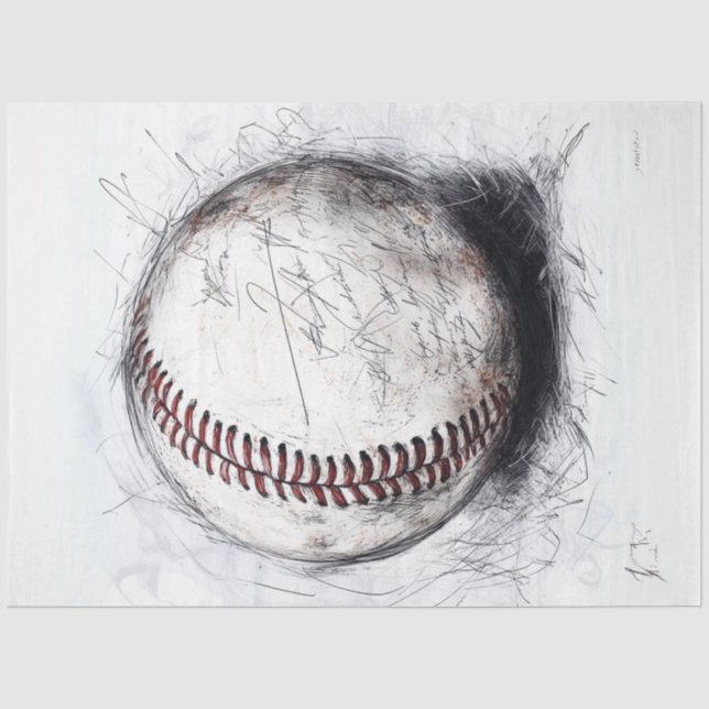 Decoupage Classic Baseball Handwritten Signatures  Tissue Paper (Front)