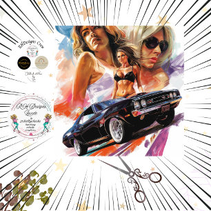 Decoupage Classic Car Vintage Poster  Tissue Paper