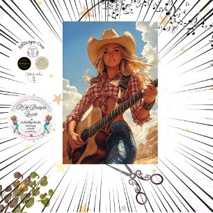 Decoupage Classic Poster Country Girl Musician  Tissue Paper