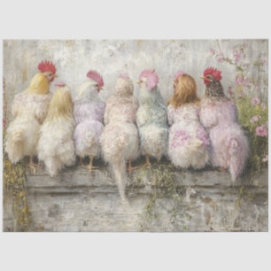 Decoupage Colourful Chicks Perched On Window Ledge Tissue Paper
