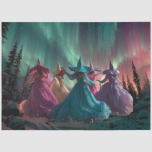 Decoupage Colourful Witches Dancing Northern Light Tissue Paper