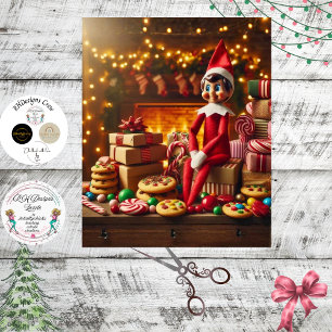 Decoupage Cookie Table Elf Holiday Mischief Tissue Paper