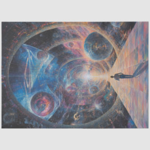 Decoupage Cosmic World of Galaxies Planets Stars Tissue Paper
