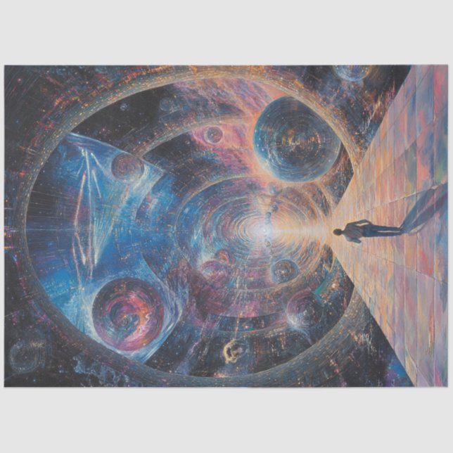 Decoupage Cosmic World of Galaxies Planets Stars Tissue Paper (Front)