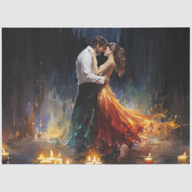 Decoupage Couple Dancing Tango in Street  Tissue Paper (Front)