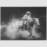 Decoupage Cowboy Riding Bull Swirling Smoke Rings
