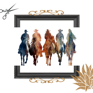 Decoupage Cowboy Silhouette Riders  Tissue Paper