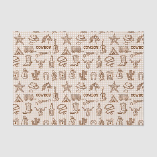Decoupage Cowboy Western Birthday  Tissue Paper (Front)