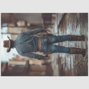 Decoupage Cowboy Western Sheriff Revolver  Tissue Paper