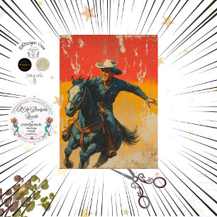 Decoupage Cowboy Western Vintage Poster  Tissue Paper
