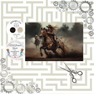 Decoupage Cowgirl Rodeo Rider Tissue Paper
