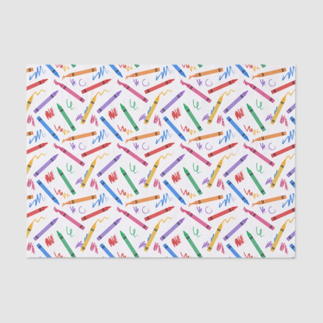 Decoupage Crayons Birthday Party Kids Tissue Paper (Front)