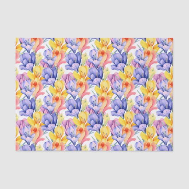 Decoupage Crocus Flowers Floral Birthday Tissue Paper (Front)