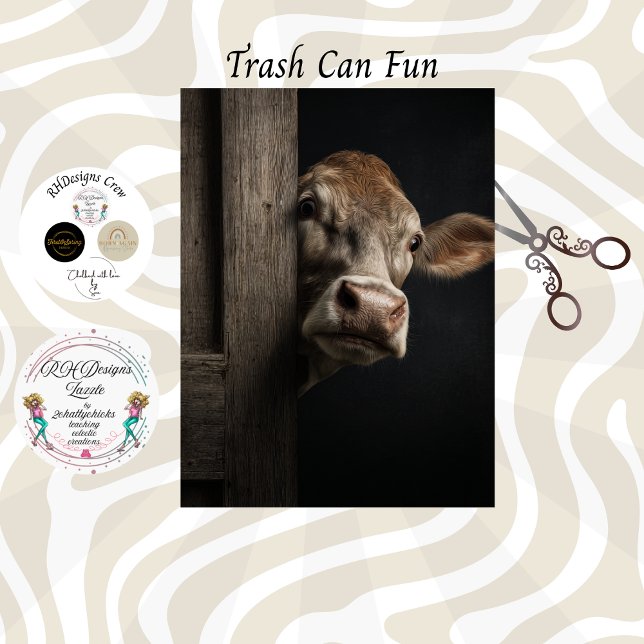 Decoupage  Curious Cow Peeking Rustic Wall Tissue Paper (Creator Uploaded)