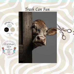 Decoupage Curious Cow Peeking Rustic Wall Tissue Paper