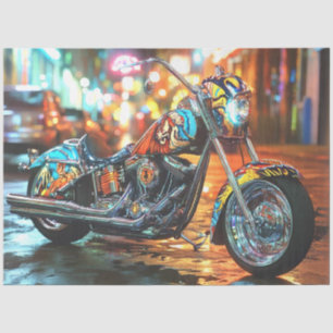 Decoupage Custom Detailed Paint Job Motorcyclist   Tissue Paper