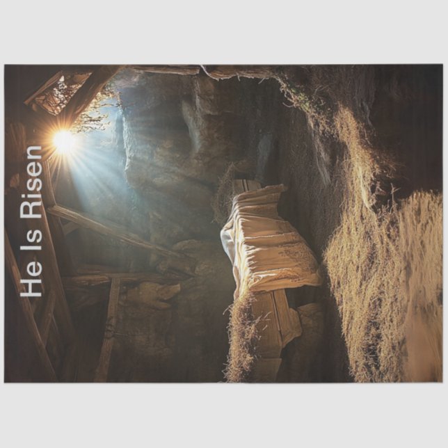 Decoupage Customizable Jesus He Is Risen Tissue Paper (Front)