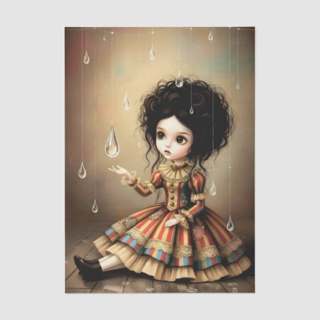 Decoupage Dark Circus Doll Tissue Paper (Front)