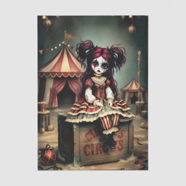 Decoupage Dark Circus Doll Tissue Paper (Front)