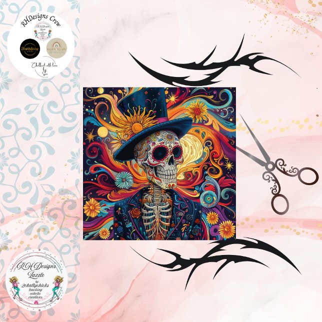 Decoupage Day of Dead Skeleton Vibrant Coloured  Tissue Paper (Creator Uploaded)