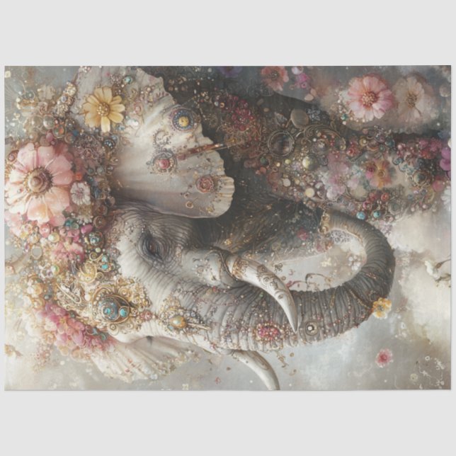 Decoupage Digital Elephant Fantasy & Beauty Tissue Paper (Front)