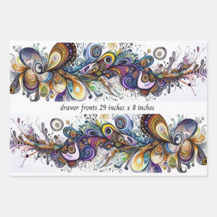 Decoupage Drawer Front 29x8 Teardrop Motif Vibrant Wrapping Paper Sheet