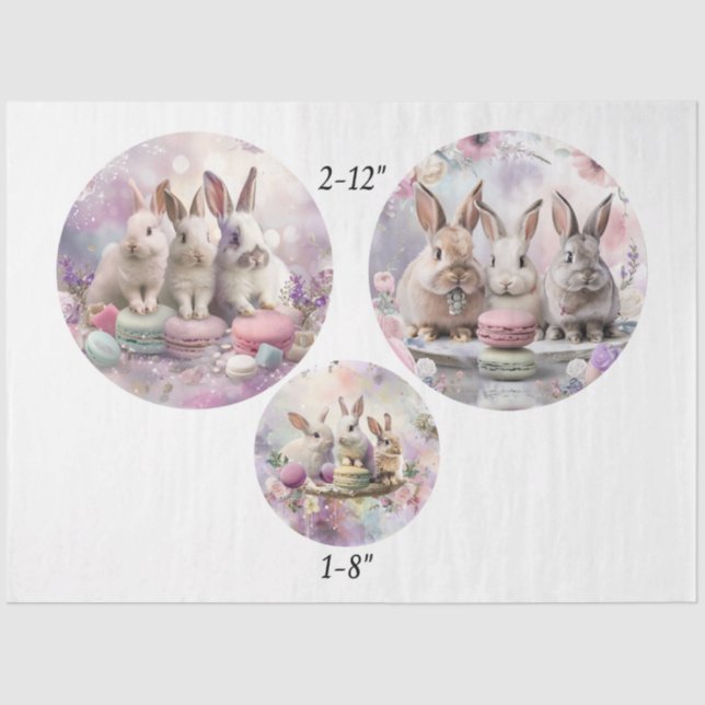 Decoupage Easter Bunnies Macaroon 12" Rounds  Tissue Paper (Front)