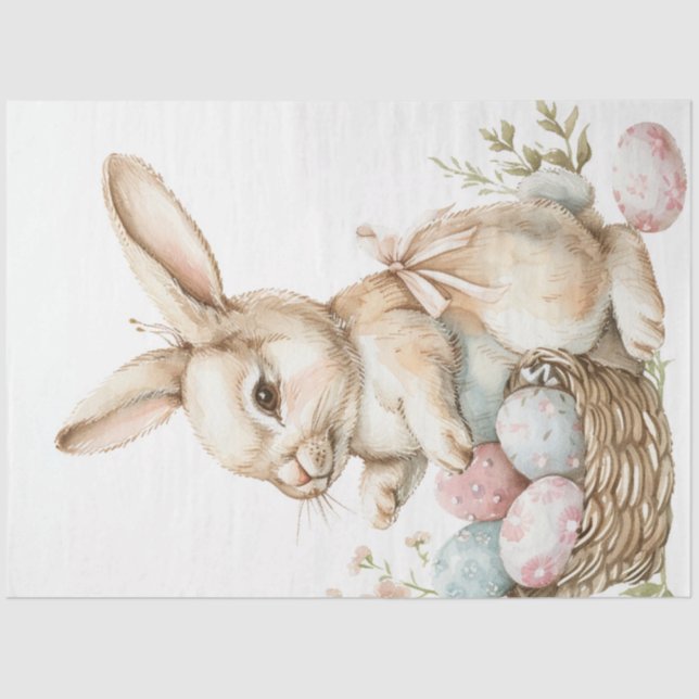 Decoupage Easter Bunny Eggs Decorations  Tissue Paper (Front)