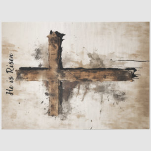 Decoupage Easter Rustic Cross Crucifixion  Tissue Paper