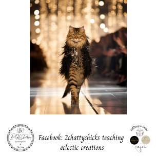 Decoupage Elaborate Cat Walking Down Runway  Tissue Paper