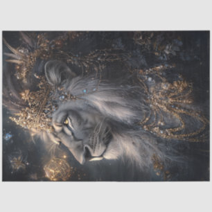 Decoupage Elaborate Lion Golden Crown Royalty  Tissue Paper
