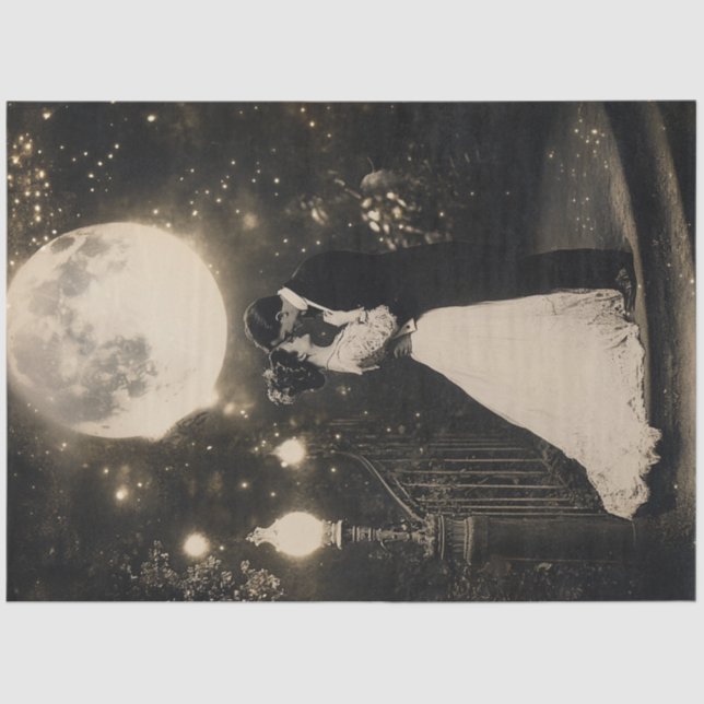 Decoupage Elegant Couple Dancing in Moonlight Tissue Paper (Front)