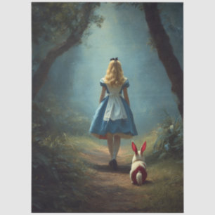 Decoupage Enchanted Forest Girl and White Rabbit Tissue Paper